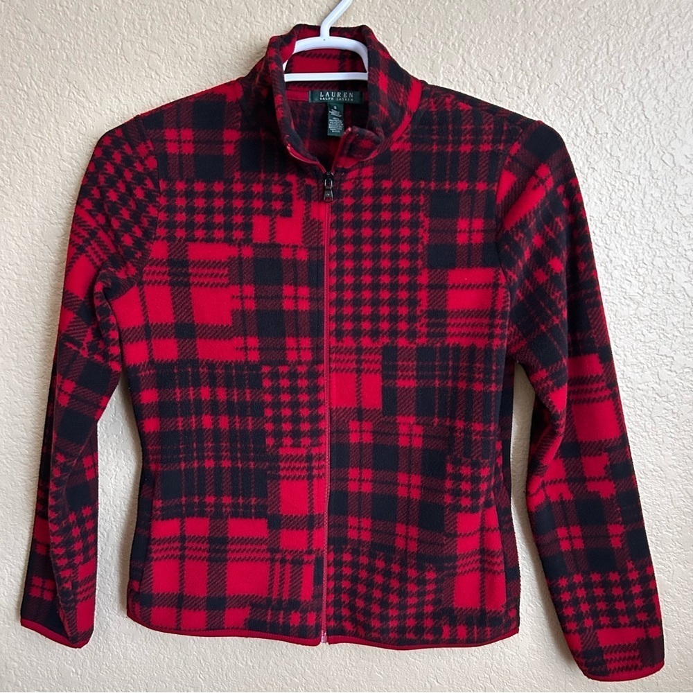 Lauren Ralph Lauren Red/Black Plaid Fleece Jacket